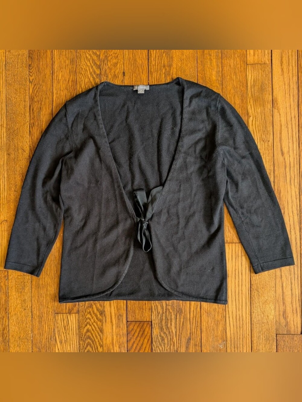 Vintage Y2k Ann Taylor Silk Cotton Blend Tie-Front Knit Cardigan